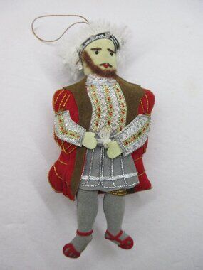 St Nicholas Henry VIII Felted Plush Christmas Ornament Historical 7"